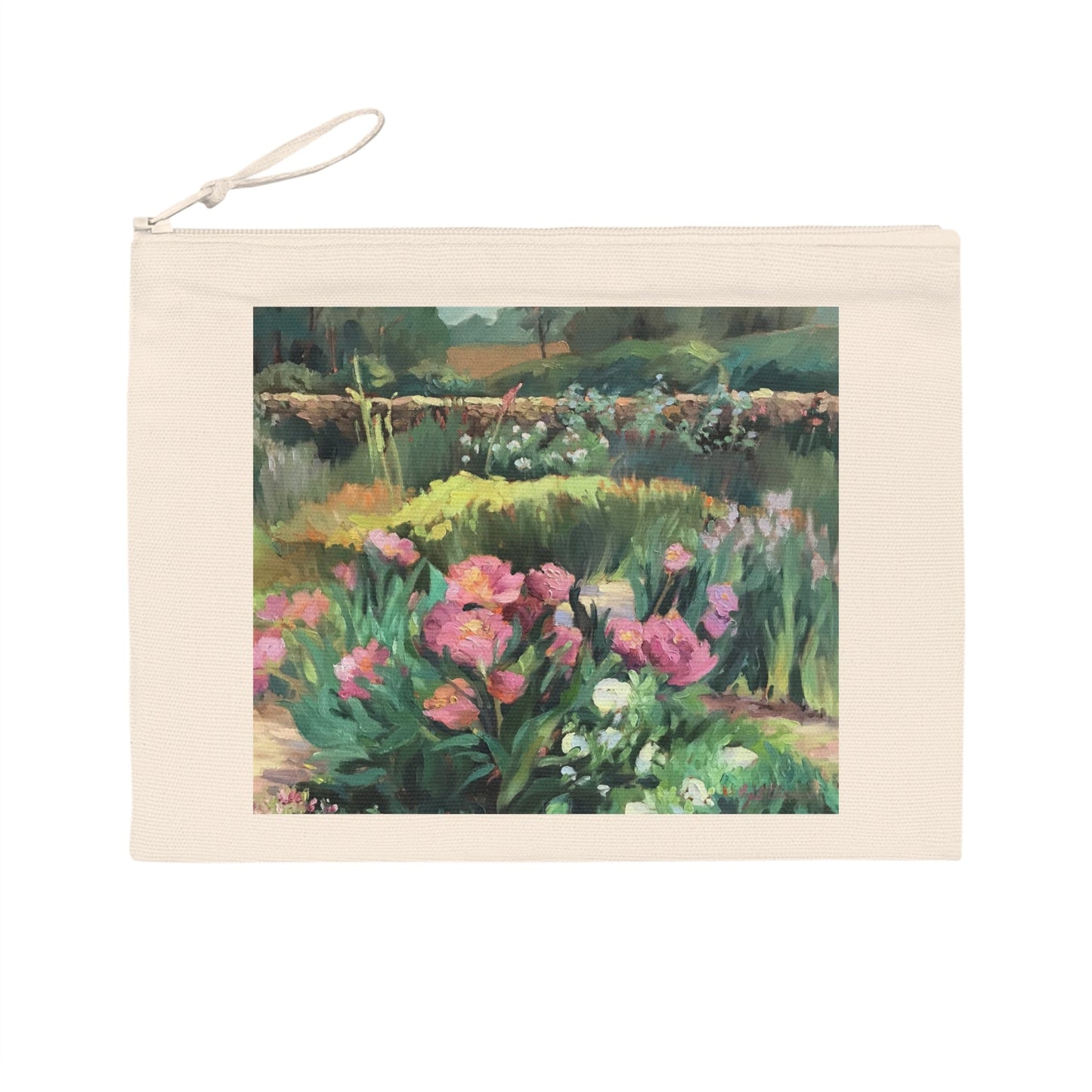 Eco-Friendly Pouch with 'Pink Peonies' I Original Artwork by American Artist Barbara Cleary-0