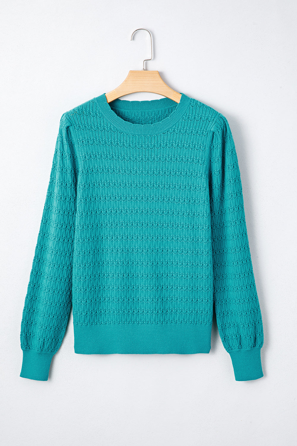 Kay Knit Ribbed Cuffs Crew Neck Sweater-5