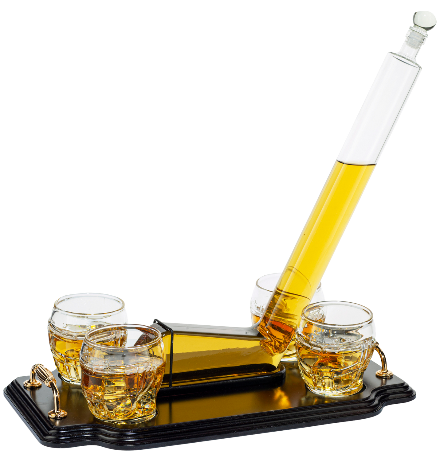 Ice Hockey Wine & Whiskey Decanter Set With 4 Helmet Whiskey Glasses by The Wine Savant 750ml Decanter 8 Ounce glasses Hockey Gift-0