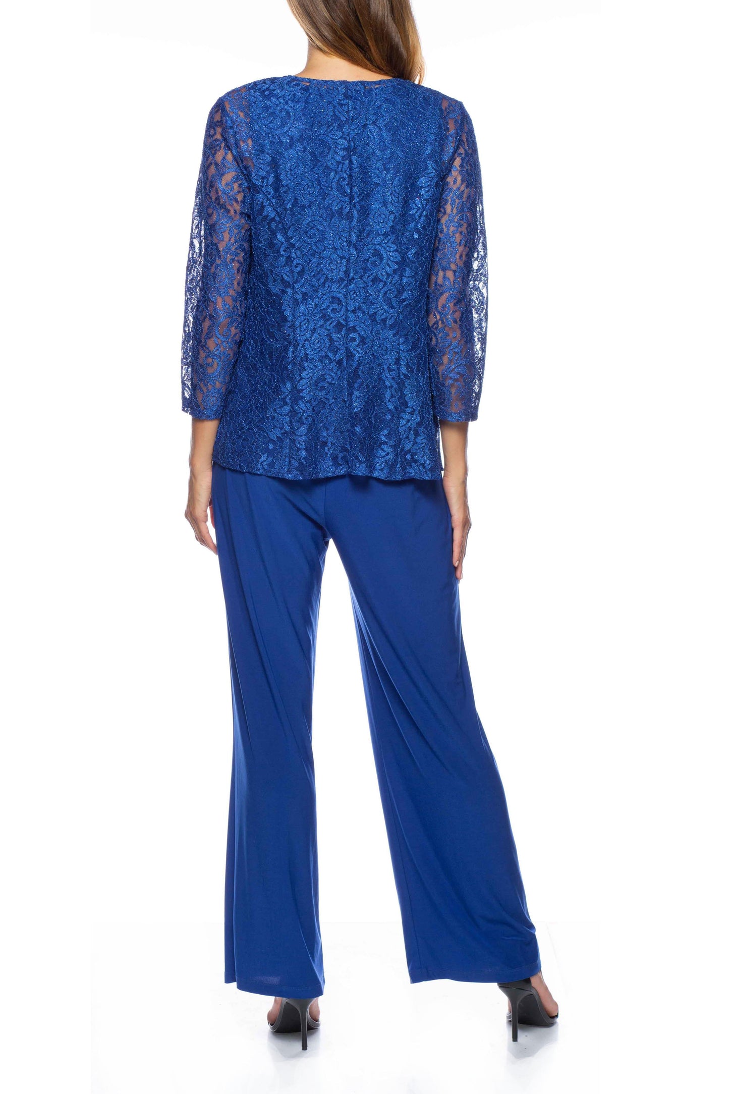 Marina Embellished Scoop Neck Sleeveless Top Elastic Waist ITY Pants with Matching 3/4 Sleeve Jacket (3pc Set)-2