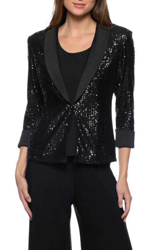 Marina scoop neck sequin top and jacket 2-piece set - Wholesale-0