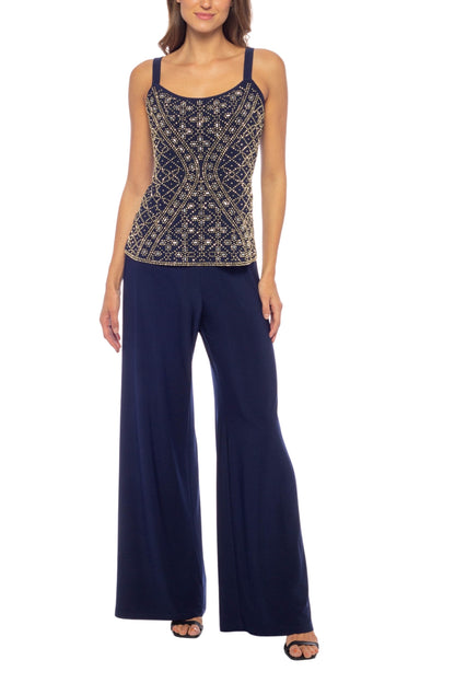 Marina Strap Neck Sleeveless Sequin Bodice Jersey Pants with Jacket-1