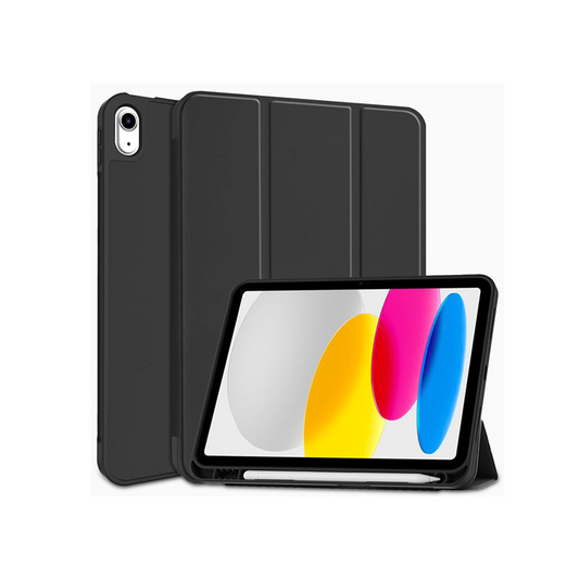 Apple iPad 10.9 (2022) tablet tok (Smart Case) on/off funkcióval, Apple Pencil tartóval - black (ECO csomagolás) (FN0458)-0