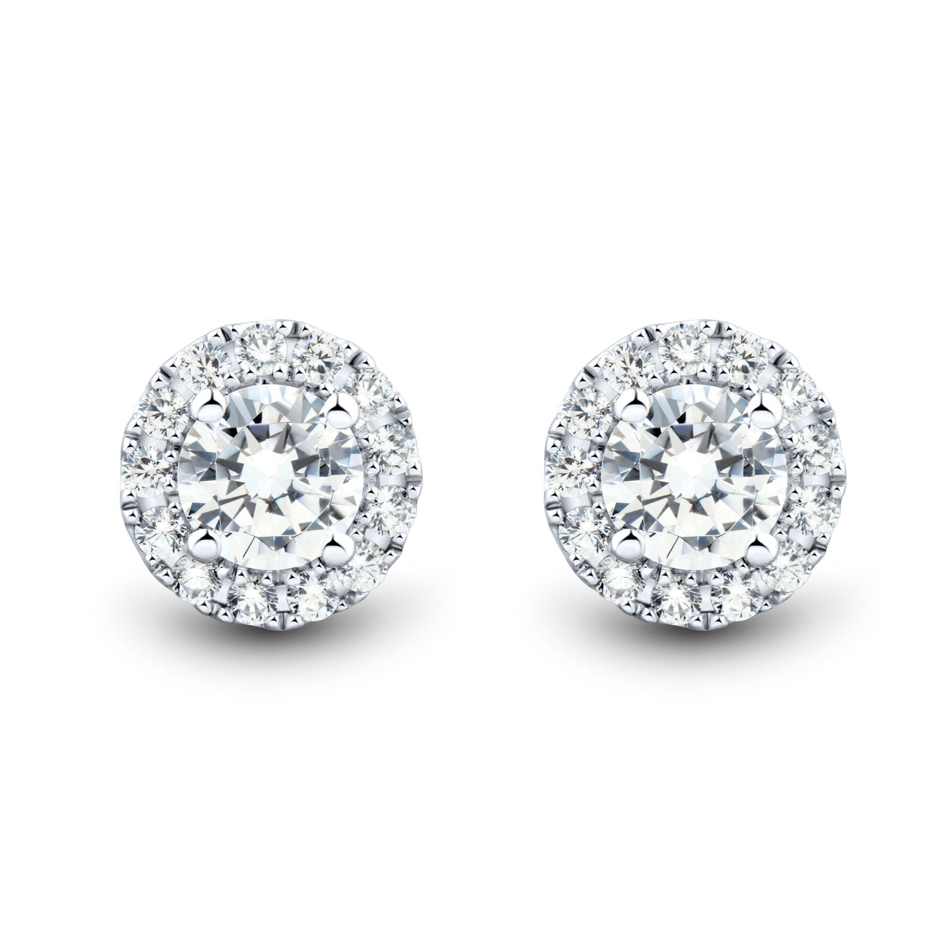1 CTW AGI Certified Lab Grown Diamond Halo Stud Earrings in 14K White Gold (F-G/VS)-0