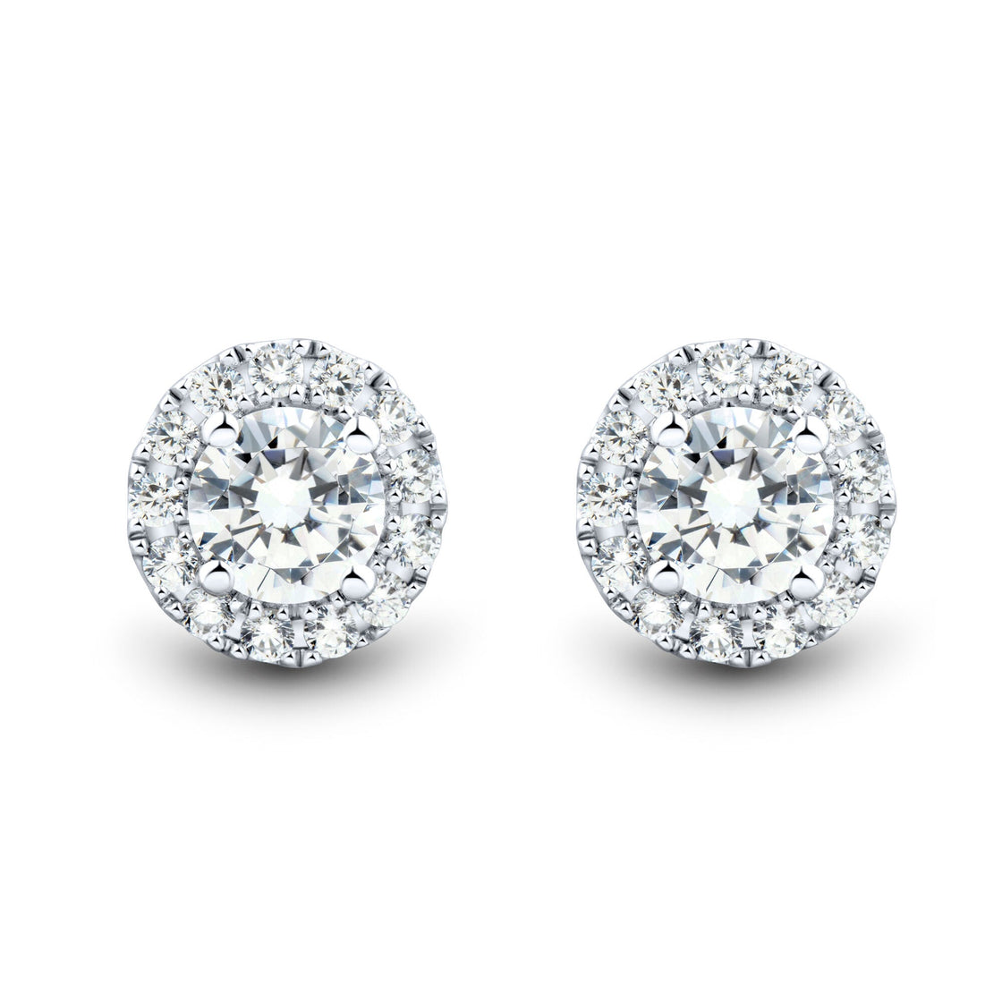 1 CTW AGI Certified Lab Grown Diamond Halo Stud Earrings in 14K White Gold (F-G/VS)-0