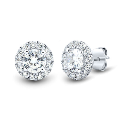 1 CTW AGI Certified Lab Grown Diamond Halo Stud Earrings in 14K White Gold (F-G/VS)-2
