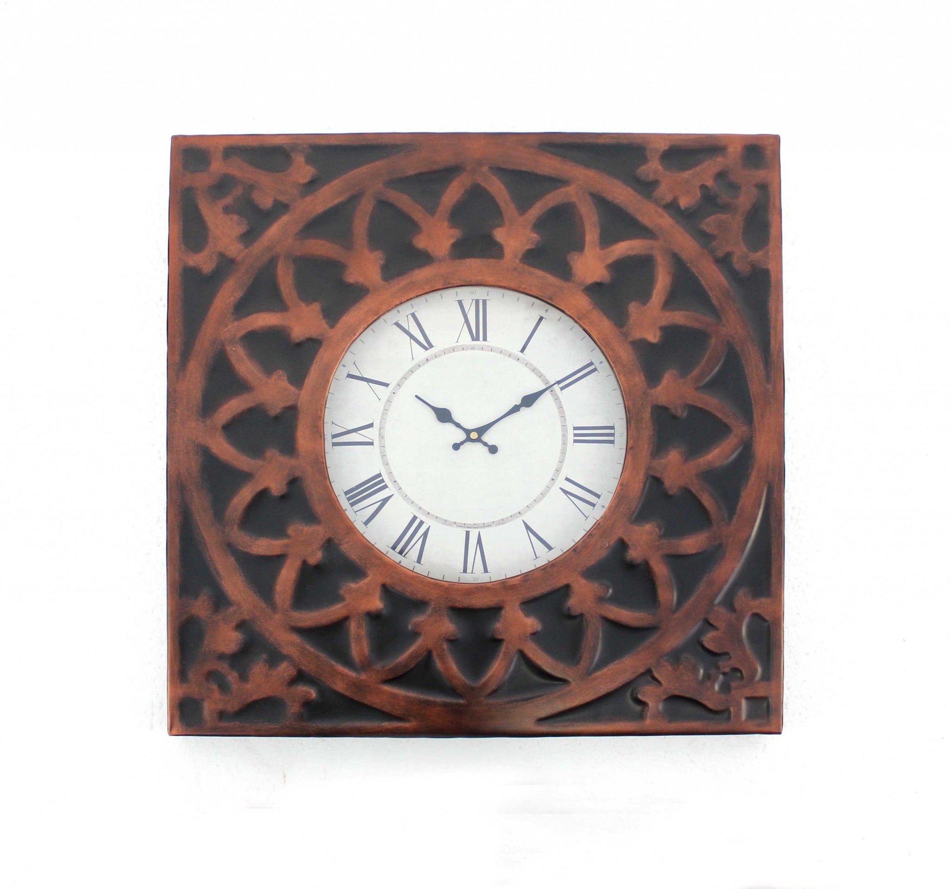 23" Square Bronze Glass Analog Wall Clock-0