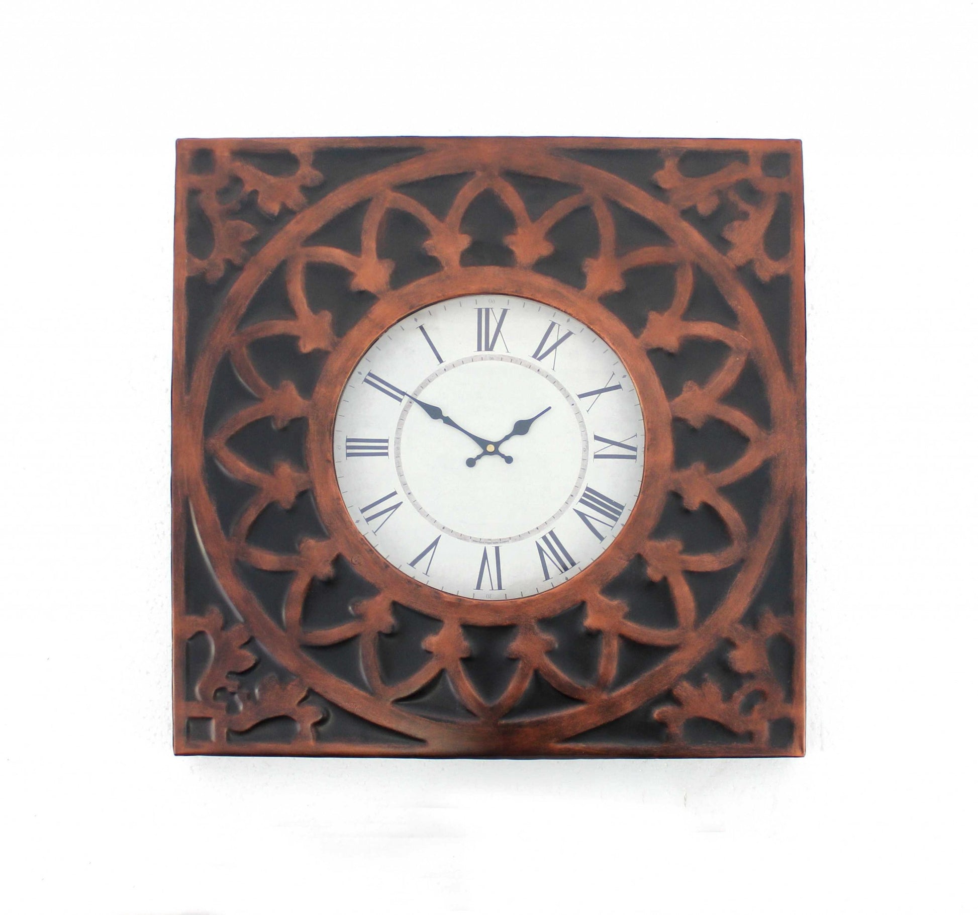 23" Square Bronze Glass Analog Wall Clock-1