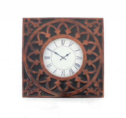 23" Square Bronze Glass Analog Wall Clock-1