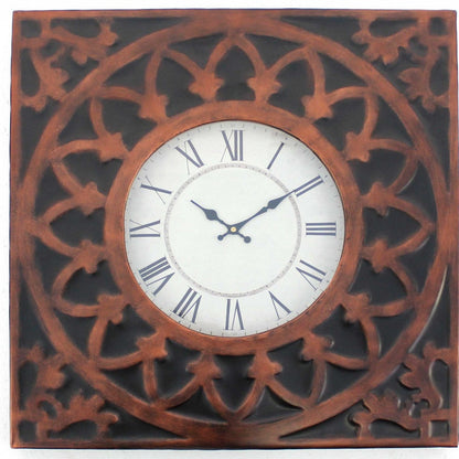 23" Square Bronze Glass Analog Wall Clock-2