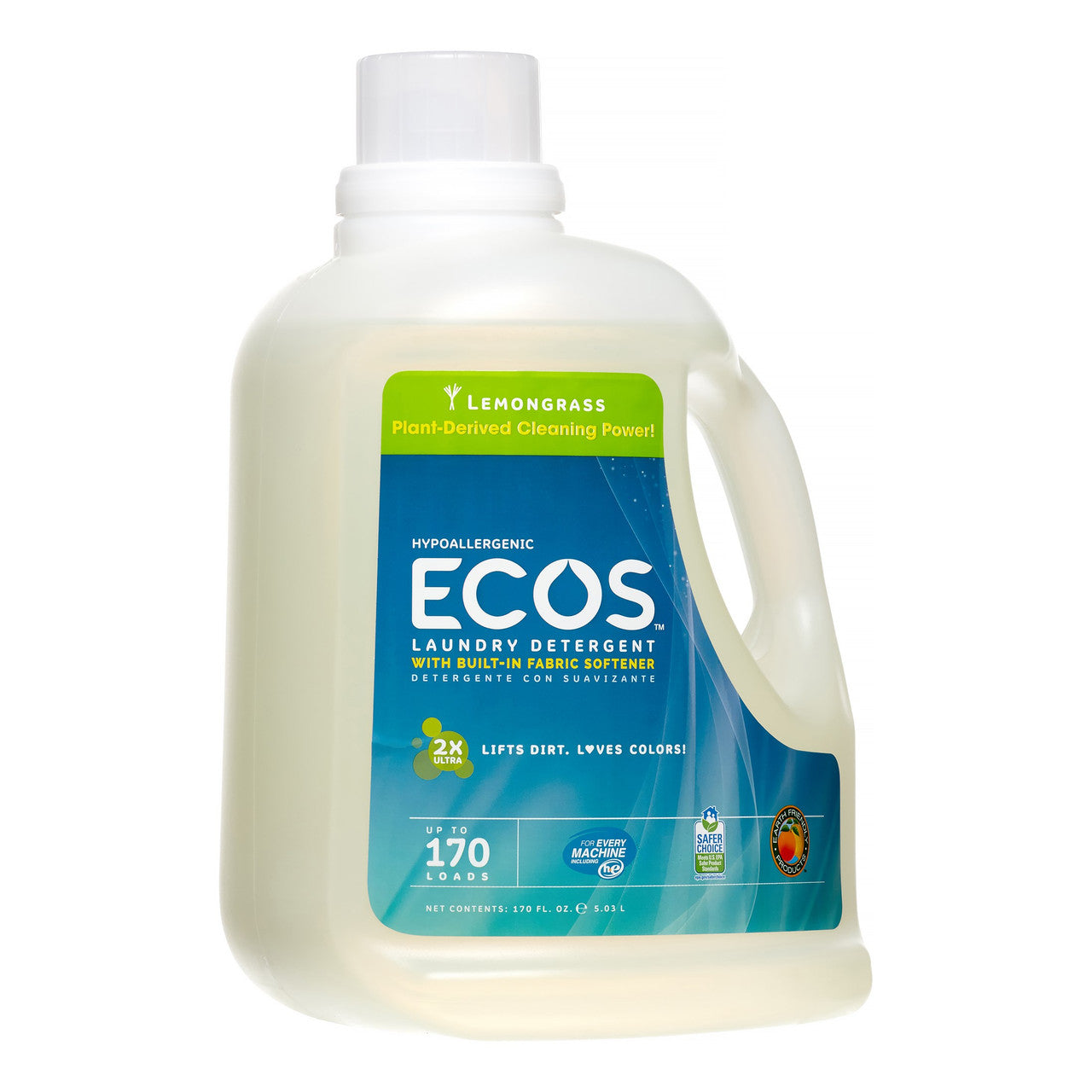 Earth Friendly Ecos Lemongrass Laundry Det (2x170OZ )-1