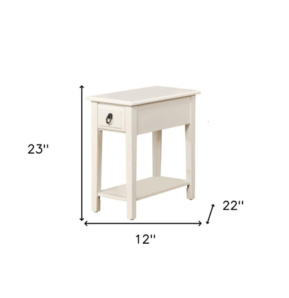 23" White Wood End Table With Drawer And Magazine Holder-3