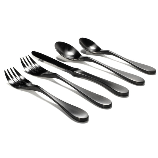 KNORK Coated 5-Piece Place Set, Matte Black-0