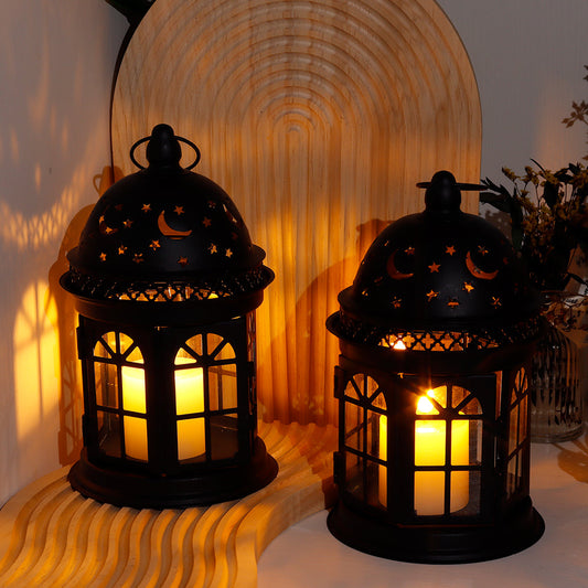 8.5'' H Metal Vintage Hanging Candle Holder Decorative Lanterns (Set of 2)-0