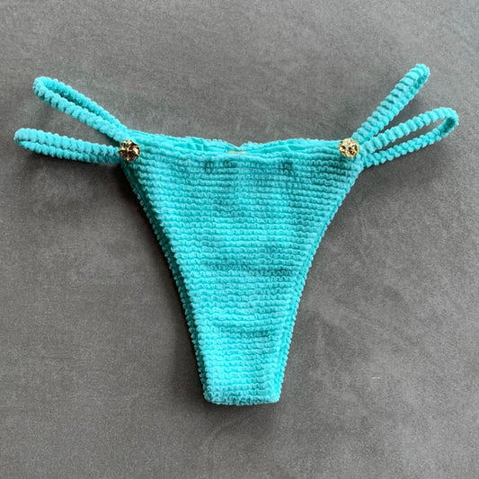 Curazao Blue Textured Tici Bikini Bottom-0