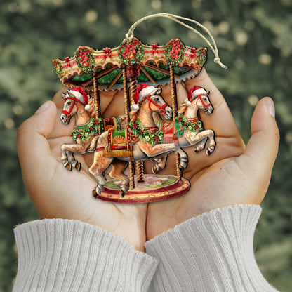 Christmas Carousel Wooden Ornaments by G. Debrekht Christmas Decor - 8611030-2