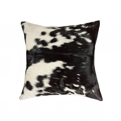 18" Black and White Cowhide Throw Pillow-1