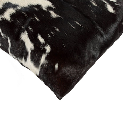 18" Black and White Cowhide Throw Pillow-3
