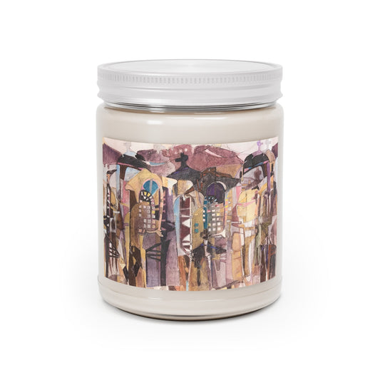 9oz Eco-FriendlyScented or Unscented Soy Wax Candle Jar  with 'San Francisco De Asis' Southwestern Artwork by American Artist Barbara Cleary-0
