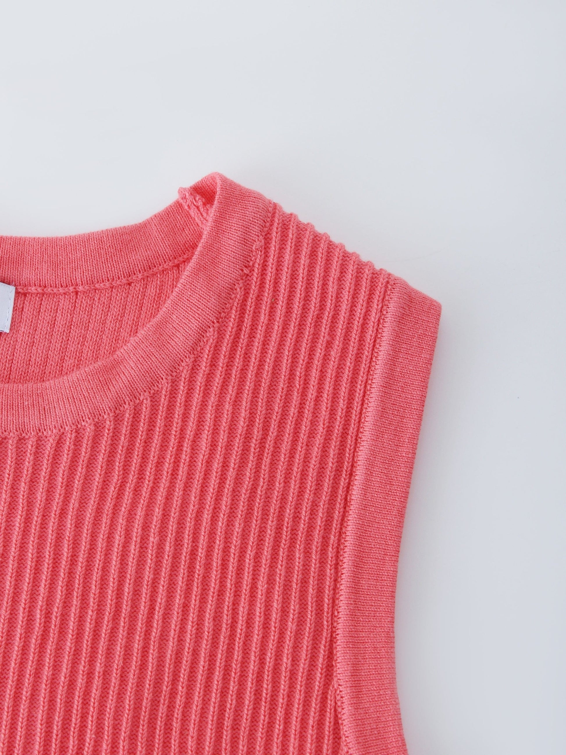 Sleeveless Ribbed Crew-Coral-3