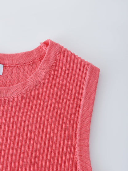 Sleeveless Ribbed Crew-Coral-3