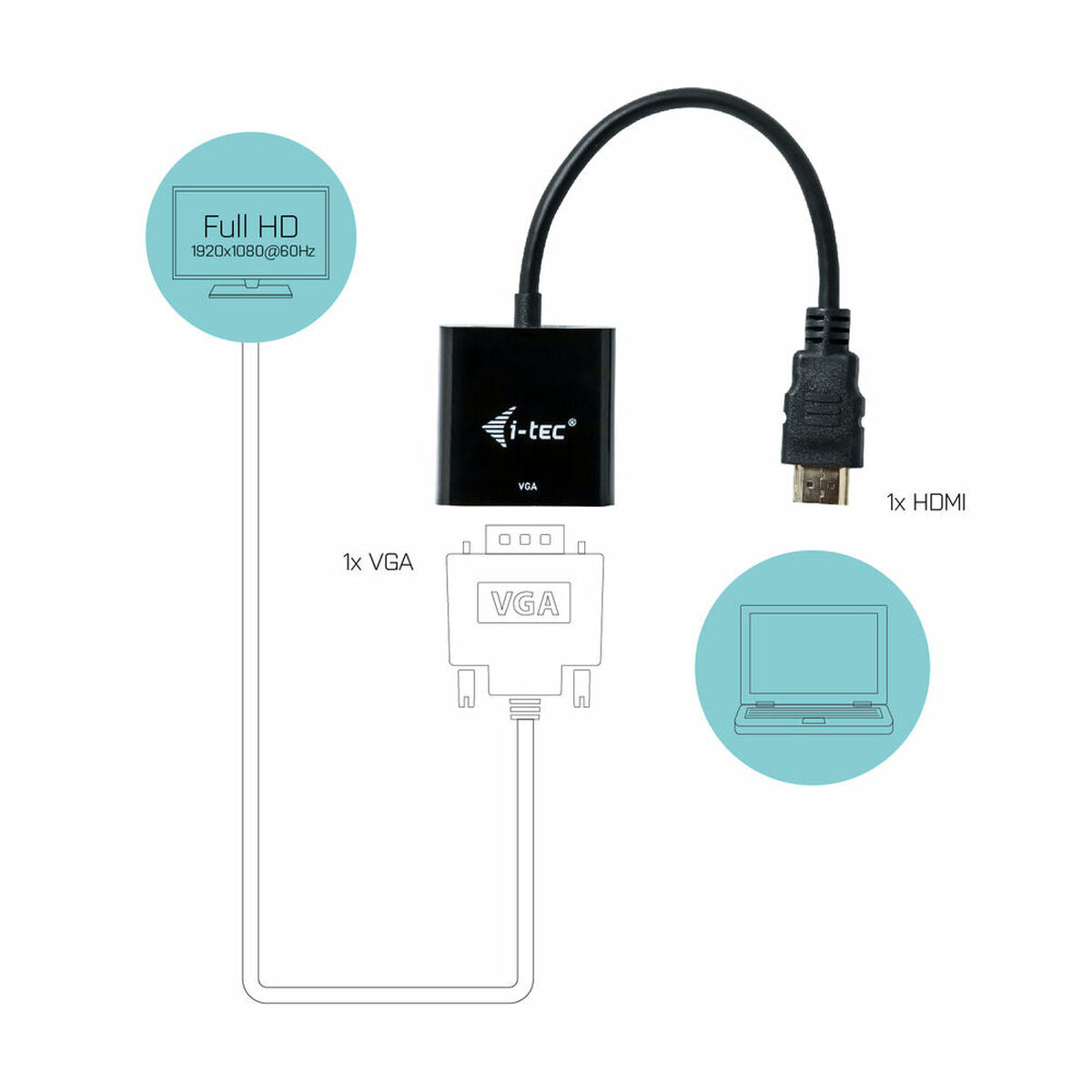 HDMI to VGA Adapter i-Tec HDMI2VGAADA Black 15 cm-1