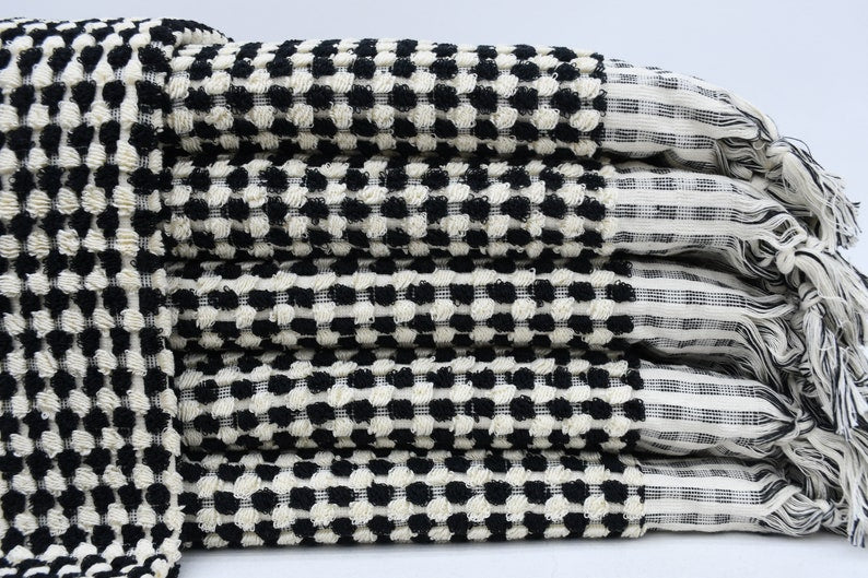 BUBBLE BLACK TERRY TURKISH TOWEL-0