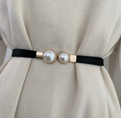 Classy Pearl Waist Elastic Belt-0