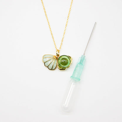 Green Shell Murano Aroma Necklace - Electric Lime | Energy & Healing | Diffuse on the go | 925 Silver-3