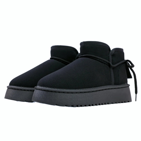 ELAHGEY Ankle Winter Boots for Women Snow Boots with Fur Lined Lace Up Pull-On Suede Boots