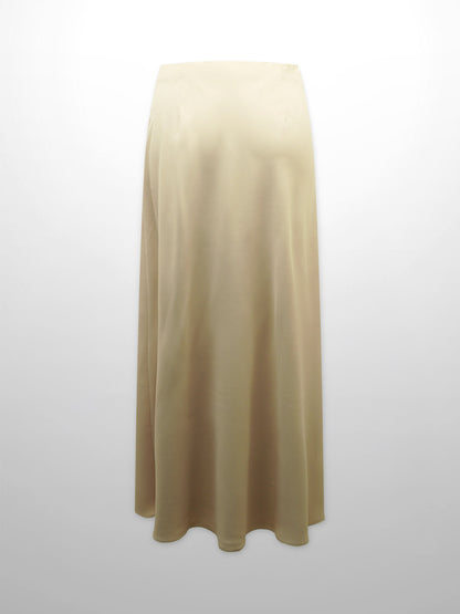 Crepe Slip Skirt-Tan-1