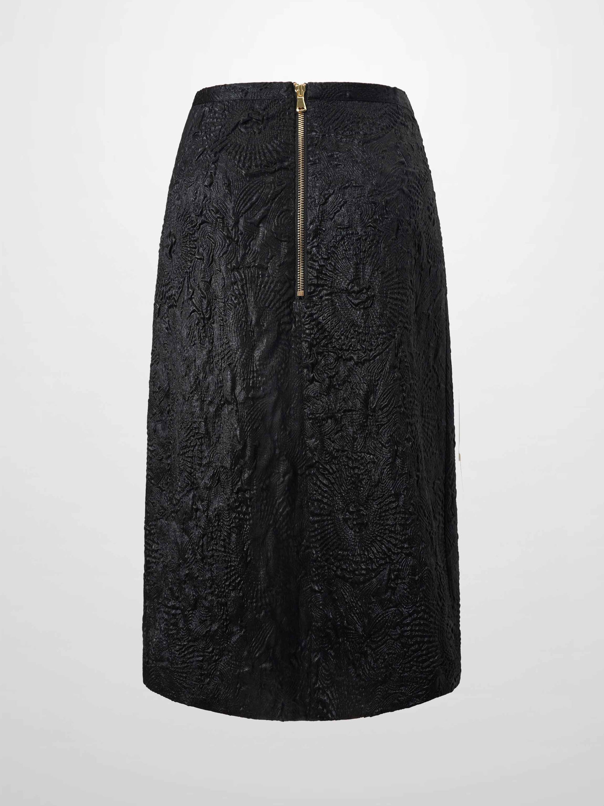 Embossed Inverted Pleat Skirt-Black-2