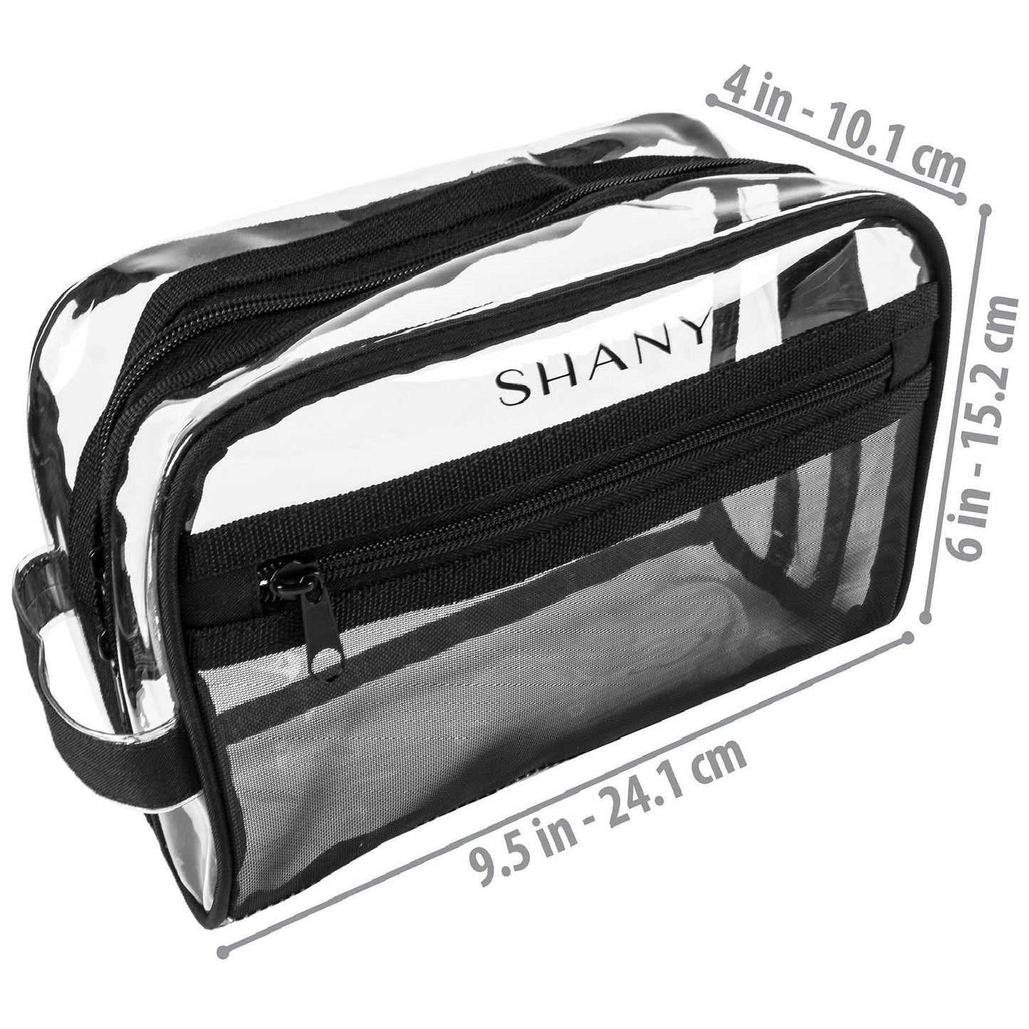 Clear Toiletry and Makeup Bag and Organizer - Black Mesh-3
