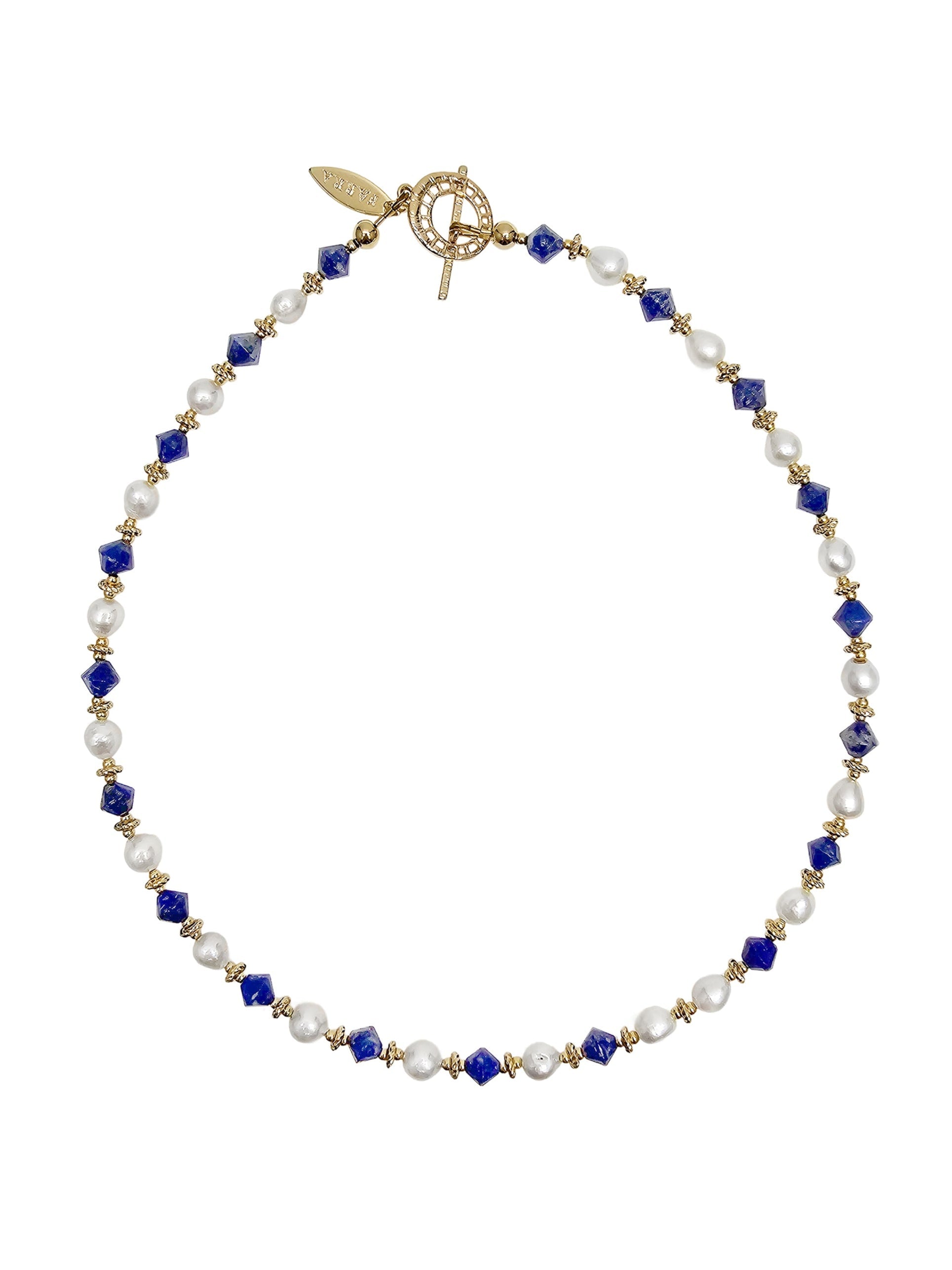 Blue Lapis With Freshwater Pearls Choker Necklace PB012-1
