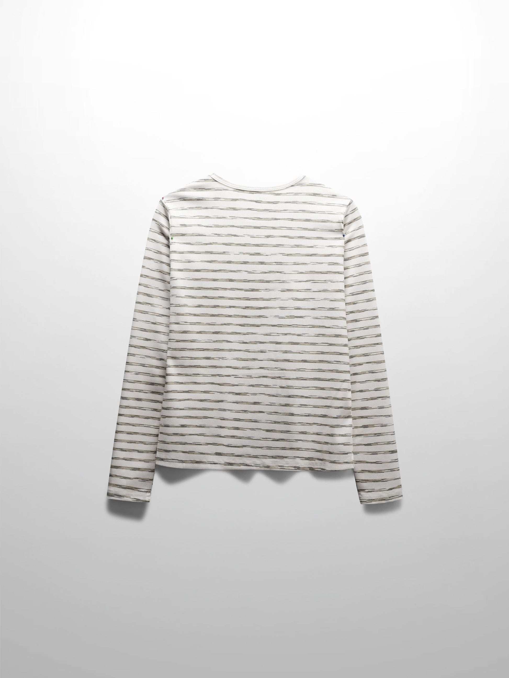 Multi Striped Ribbed Crew-Space Dye Olive-2