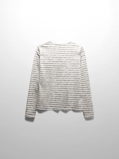 Multi Striped Ribbed Crew-Space Dye Olive-2