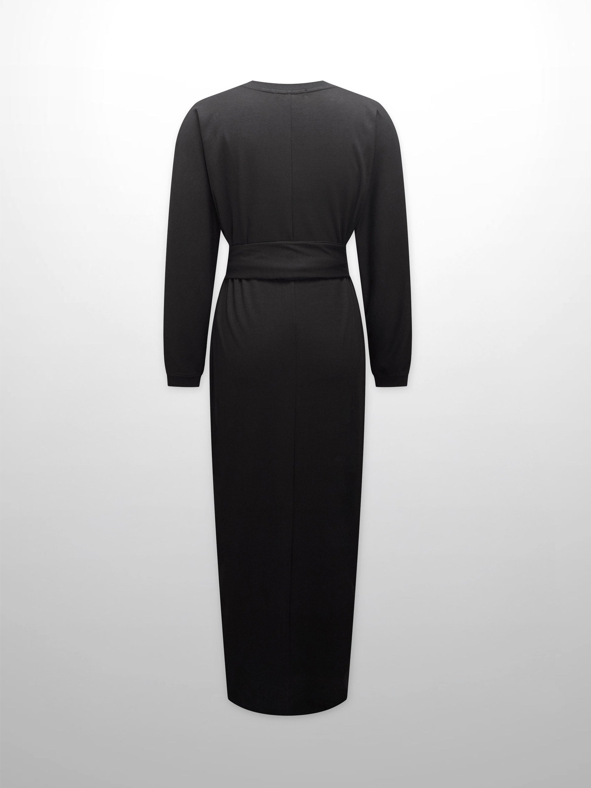 Wrap Tie T-Shirt Maxi Dress-Black-1