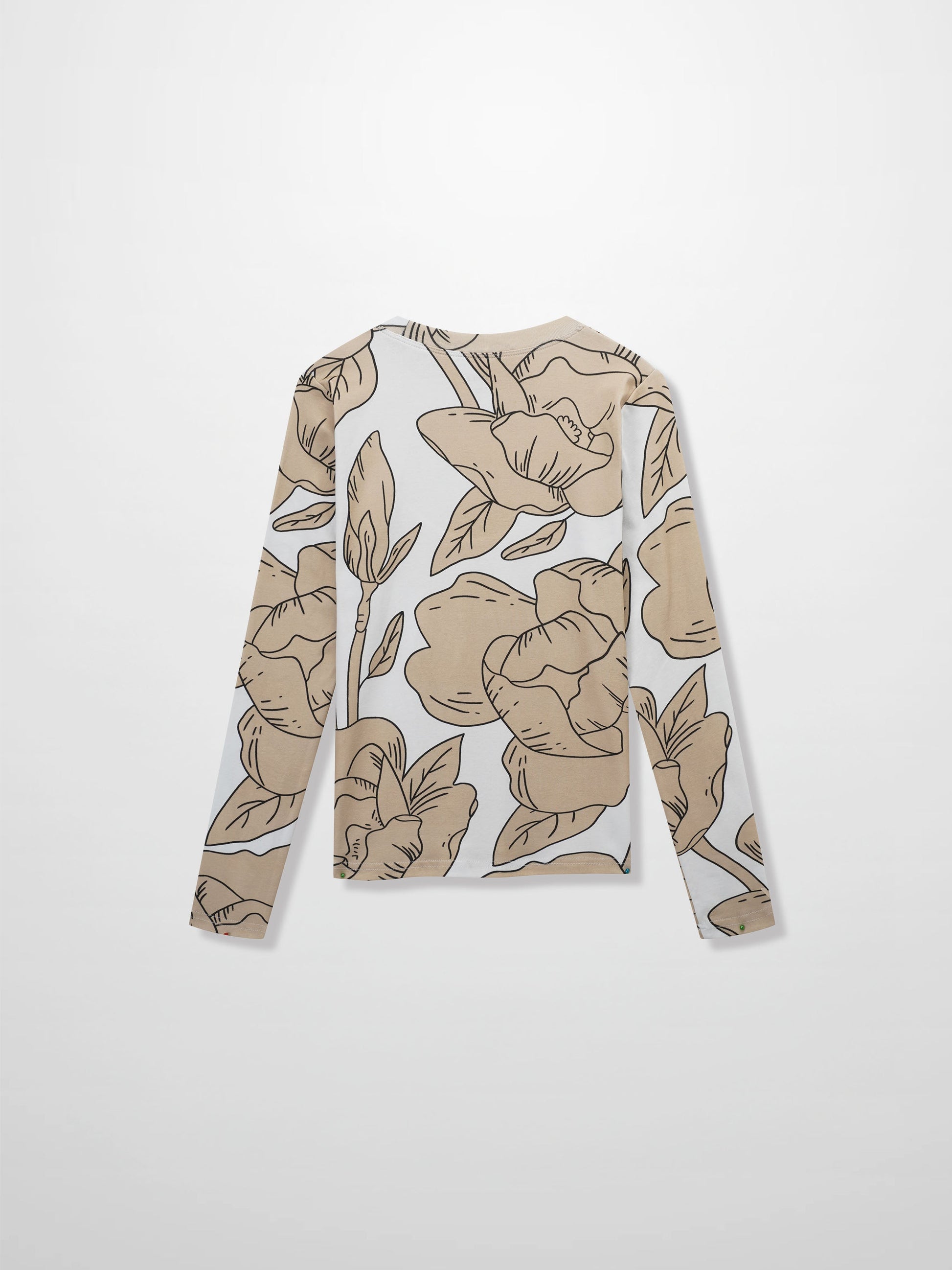 Basic Printed T-shirt-Oversized Tan Floral-1