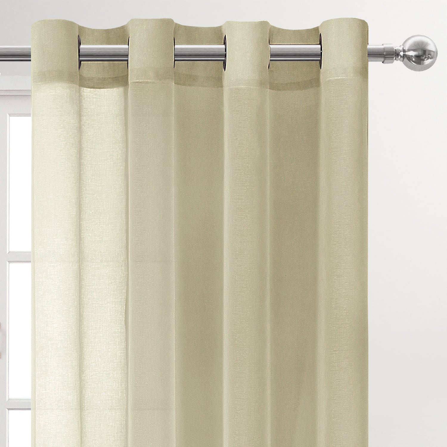 Custom Curtains: Faux Linen Sheer Curtains, Set of 2 Panels-1