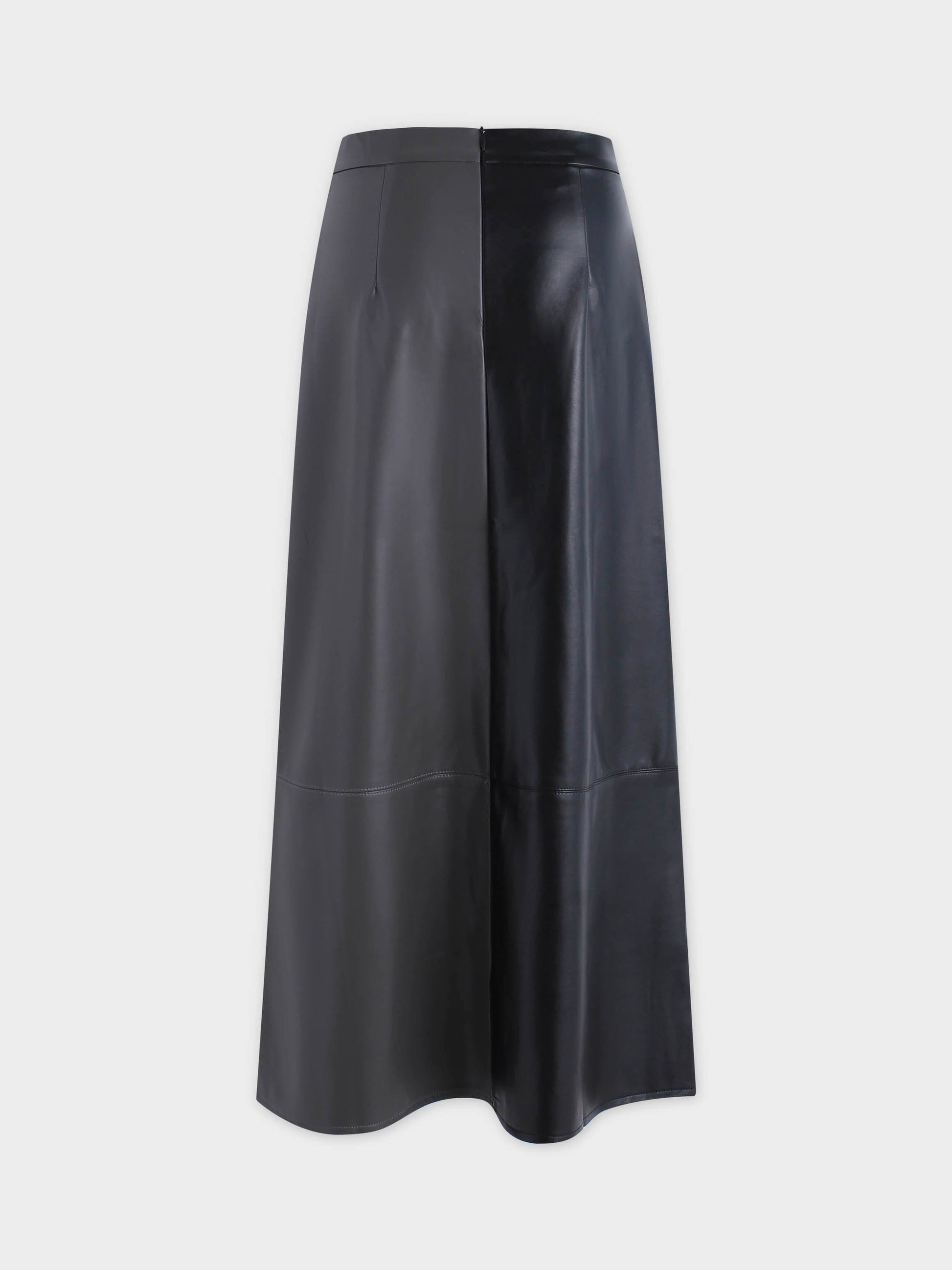 Two Tone Leather Skirt-Black/Grey-1