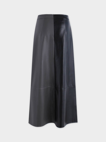 Two Tone Leather Skirt-Black/Grey-1