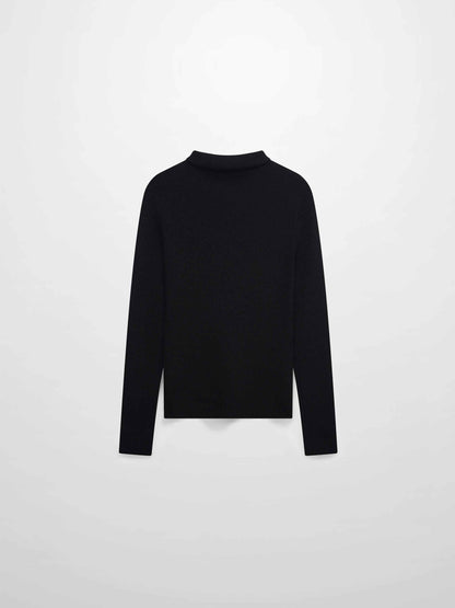 Lurex Ribbed Knit Turtleneck-Black-1