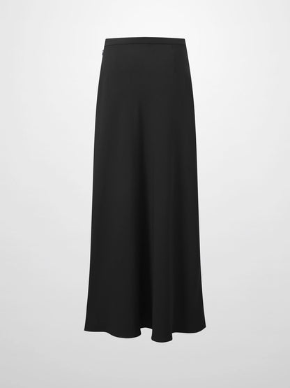 Crepe Flare Skirt-Black-1