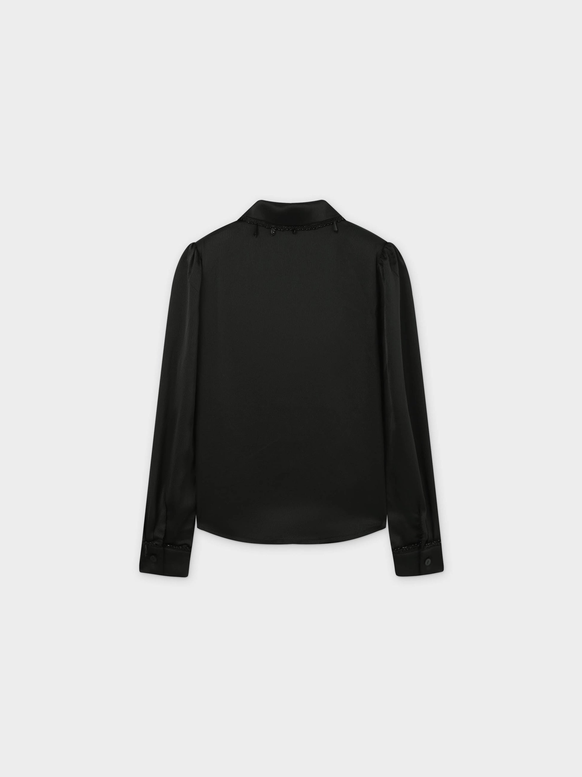 Beaded Trim Blouse-Black-2