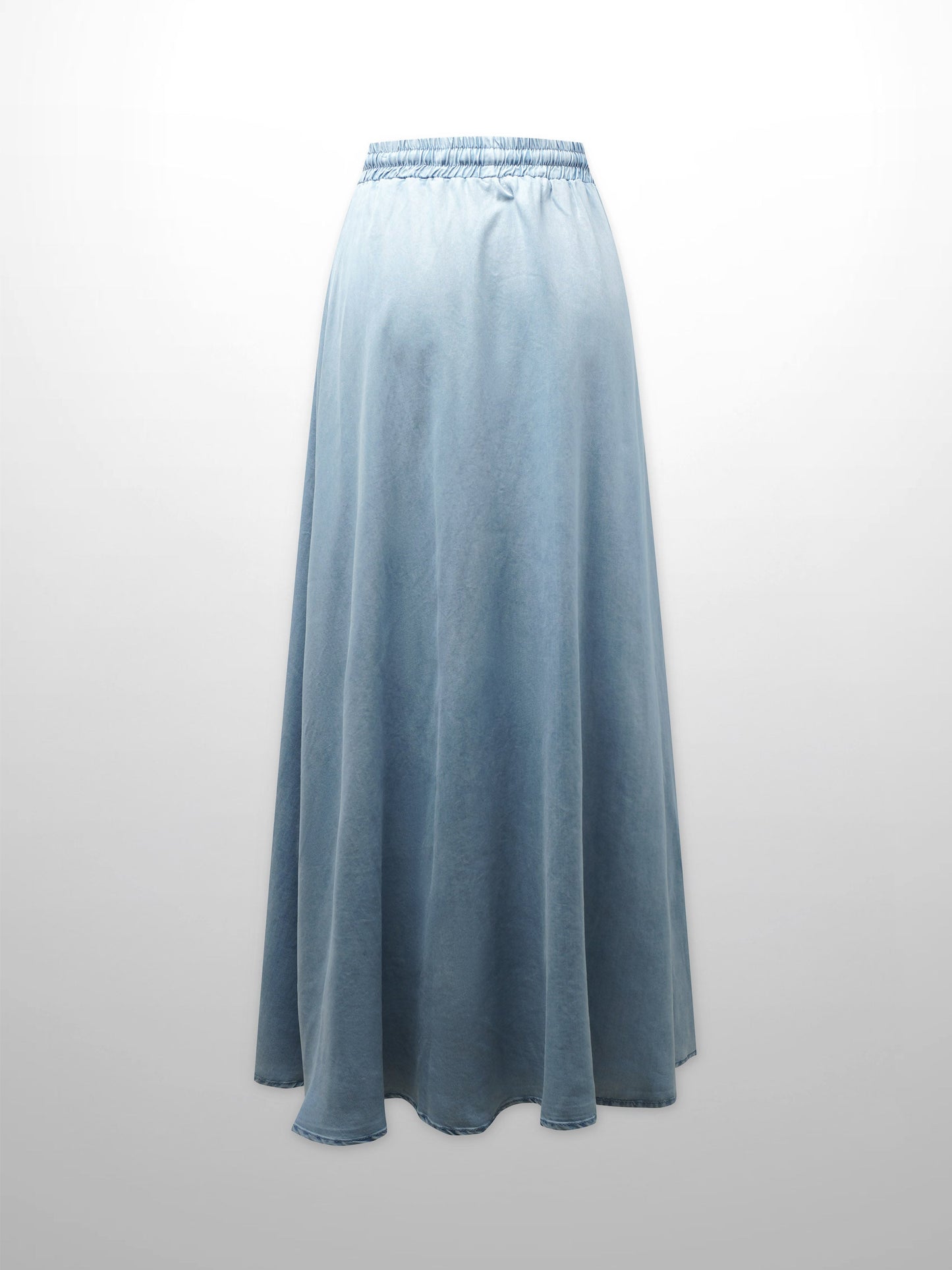 Drawstring Circle Skirt-Light Blue Denim-2