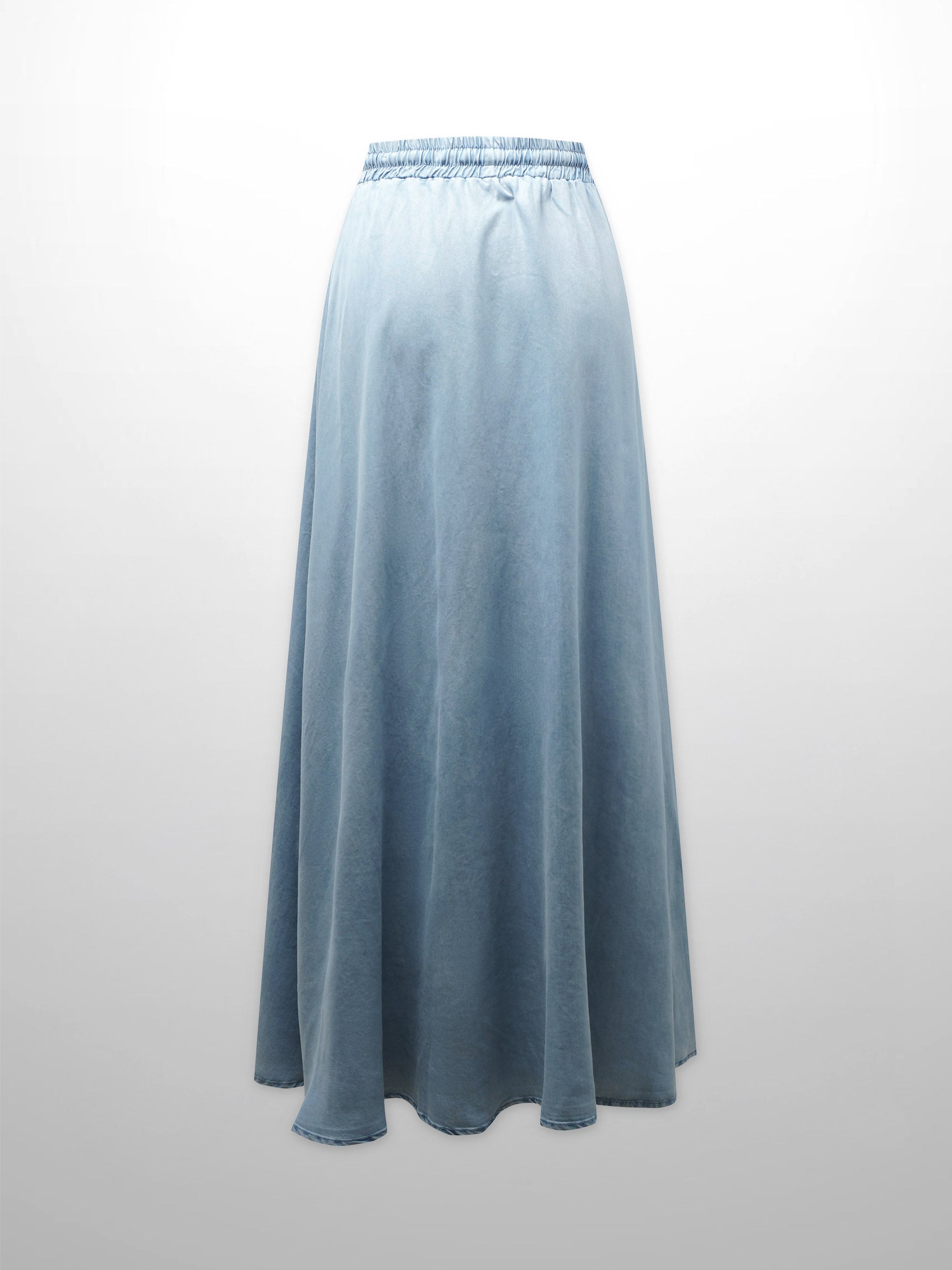Drawstring Circle Skirt-Light Blue Denim-2