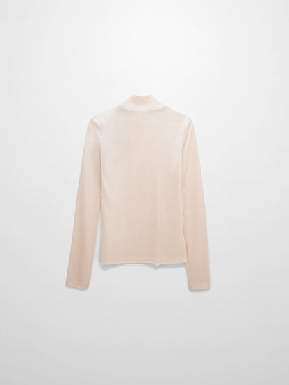 Flower Printed Velour Turtleneck-Cream-2