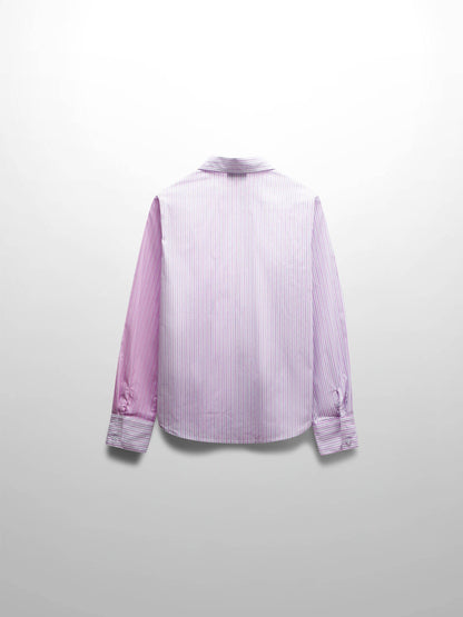 Mix Pinstripe Button Down Shirt-Pink-2