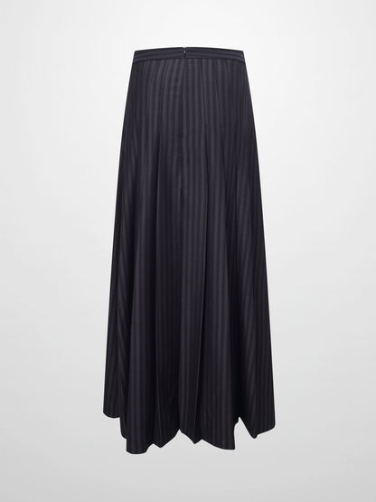 Herringbone Front Pleat Skirt-Grey/Black-2