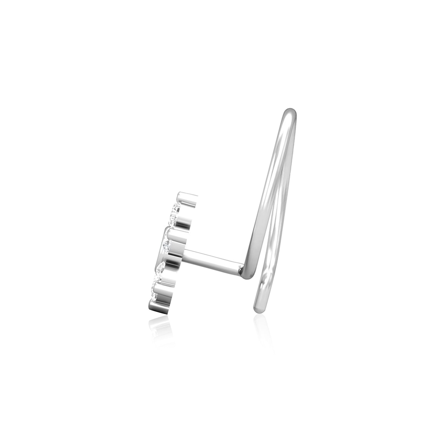 Green & White CZ Accents Lotus Nose Pin - 925 Oxidized  Sterling Silver-4